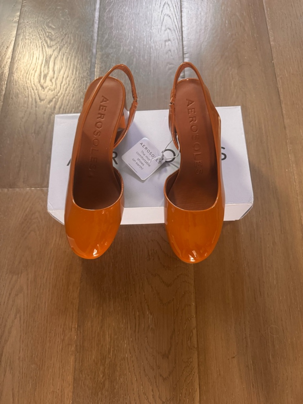 AEROSOLES Orange Patent Slingback Pumps